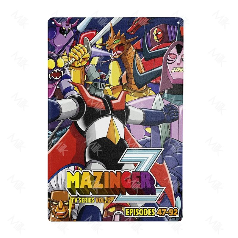 Anime Goldrake Goldorak Mazinger Z Metal Tin Sign Rectangle UFO Robot Grendizer Signs Plaque Bar Cafe Bedroom Wall Art Decor