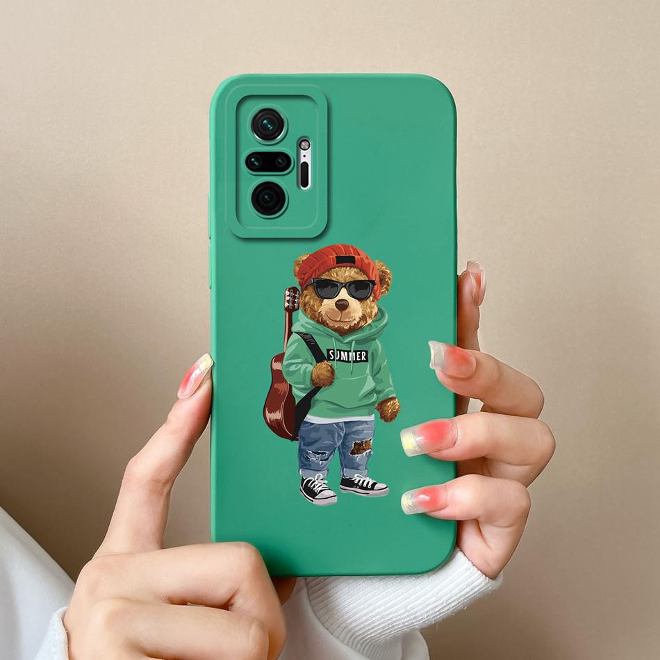 For Redmi Note 10 Pro Max Phone Case Cat Liquid Silicone Full Coverage Anti Drop Funda For Xiaomi Redmi Note 10Pro Max Bumper