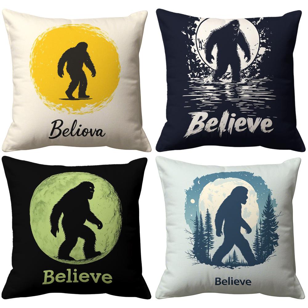 Mysterious Creature Theme Design Printing Pillow Cover Short Plush Suitable Living Rooms Bedrooms Sofas Throw Cushion Cover