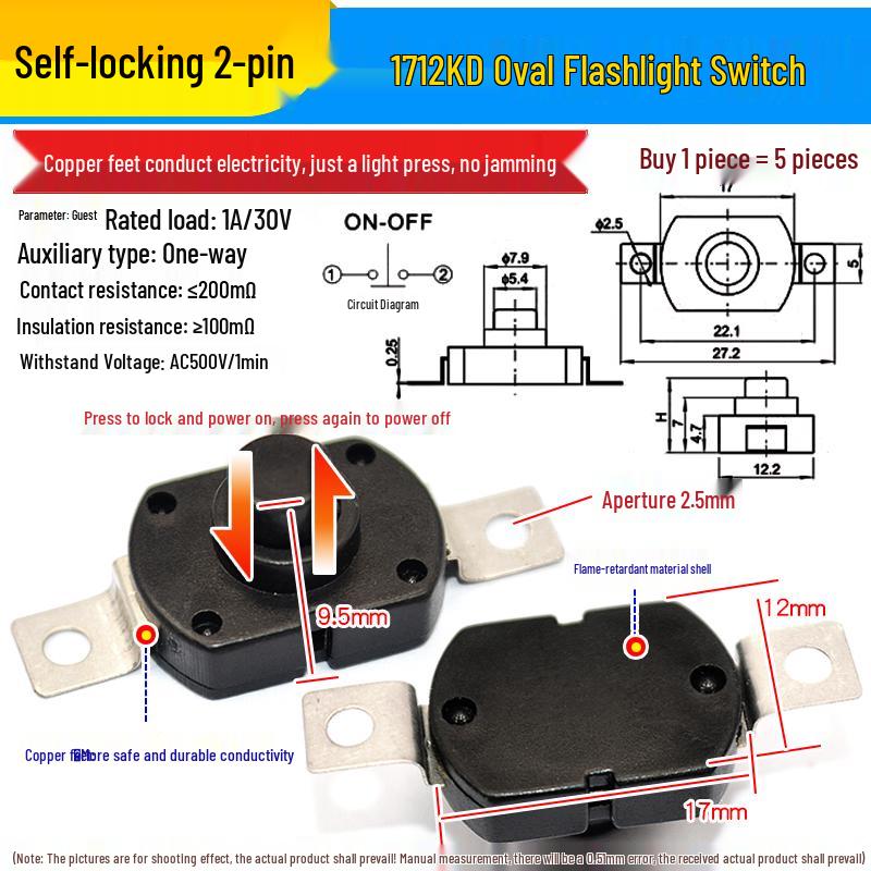 High-Brightness Self-Locking Mini Push-Button Power Switch