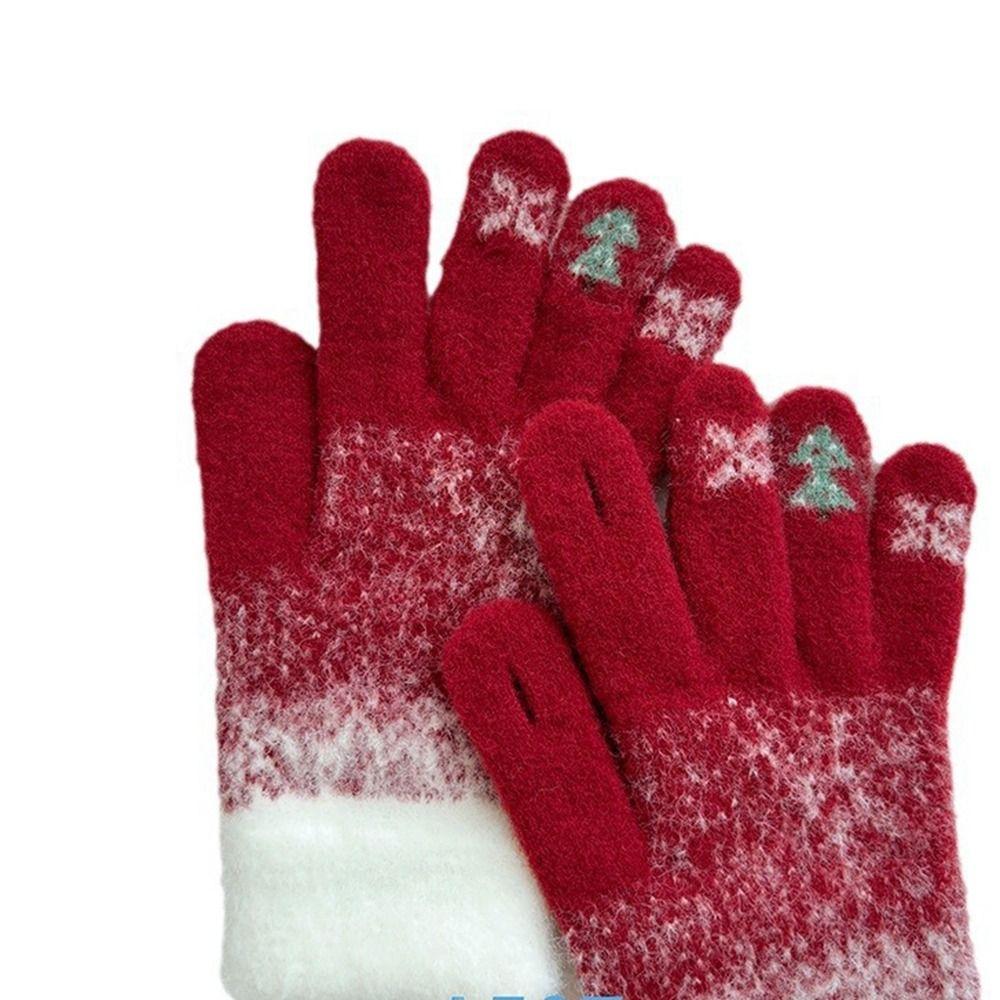 Warm Christmas Knitted Gloves  Women Mittens Fashion Winter Velvet Gloves  Riding