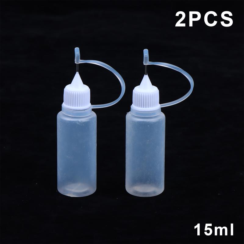 PE Squeezable Needle Tip Dropper Bottles 2Pcs Refillable Applicators for Glue Paint Ink Liquid Dispensing