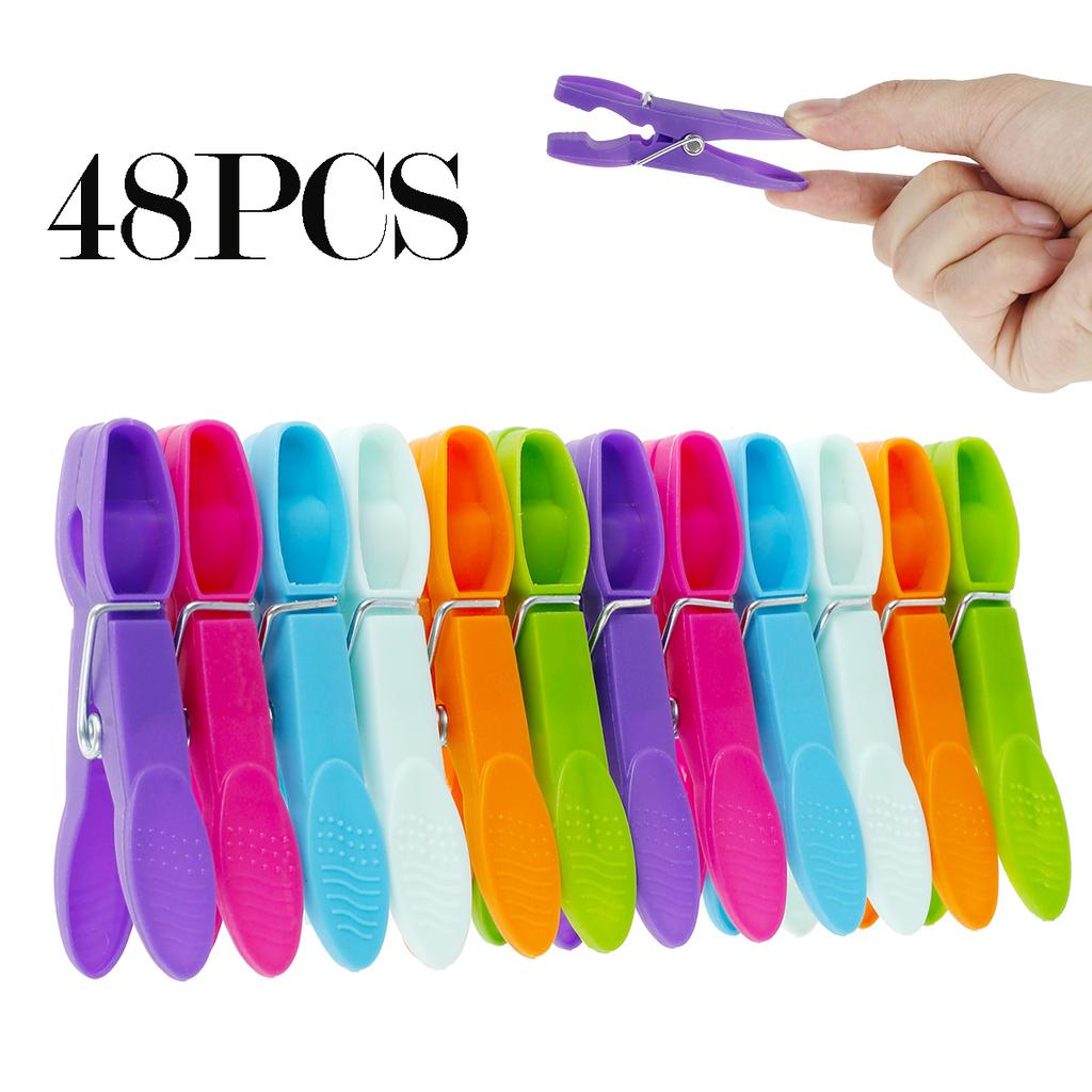48pcs Clothes Pegs for Washing Line Strong Grip Washing Pegs Clothespin Soft Plastic Clothes Clips Windproof Home Laundry Pegs