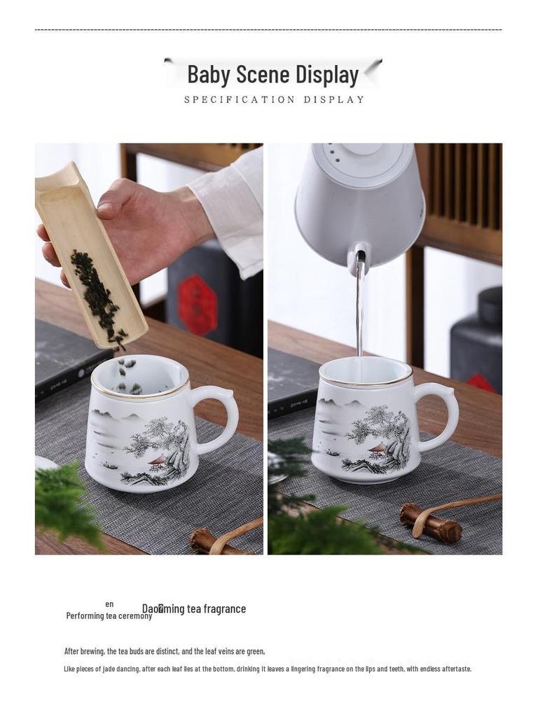 Ceramic Tea Infuser Mug with Lid and Custom Logo - Large Capacity