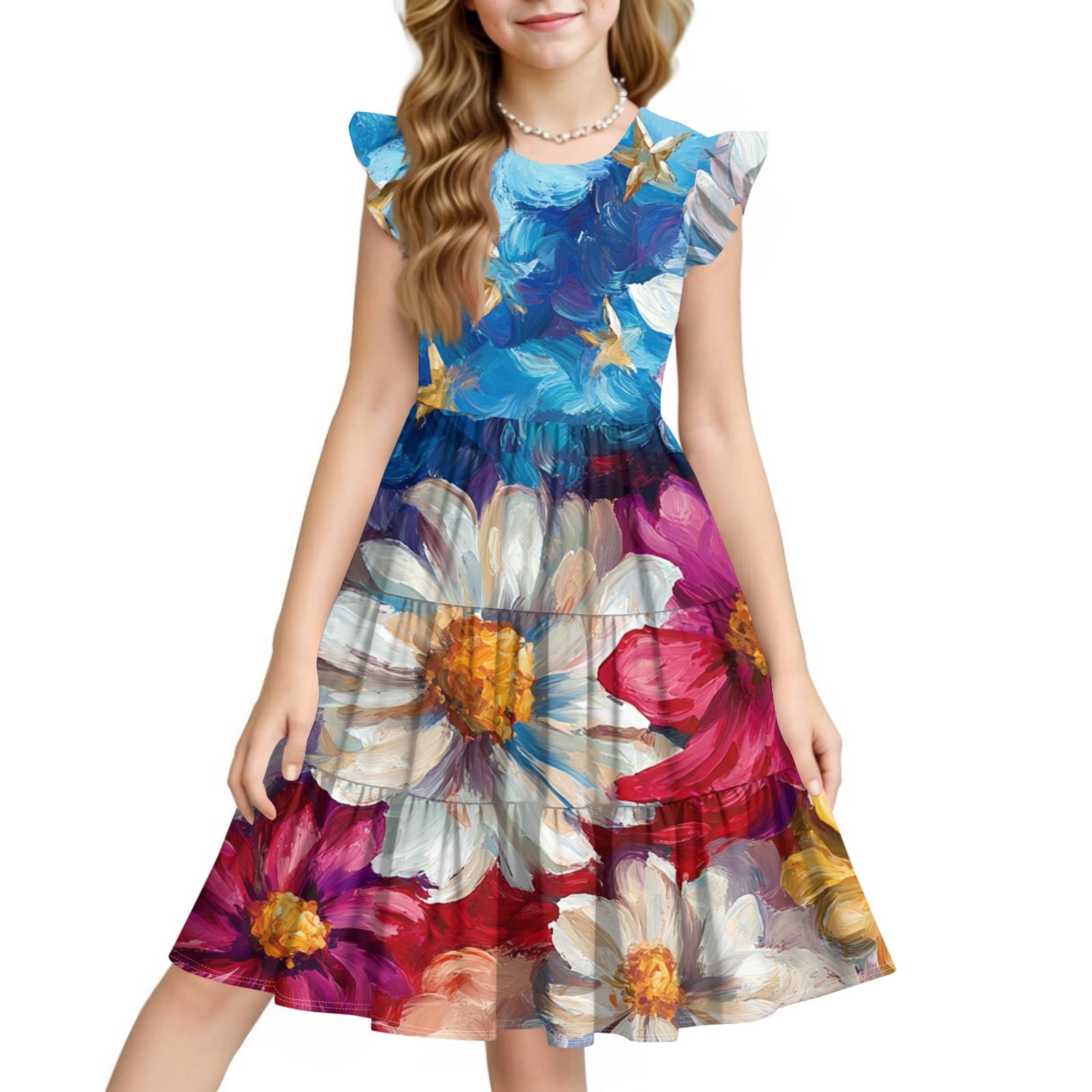 

Летнее детское платье для девочек, повседневное, на День независимости, милое платье принцессы с круглым вырезом 160