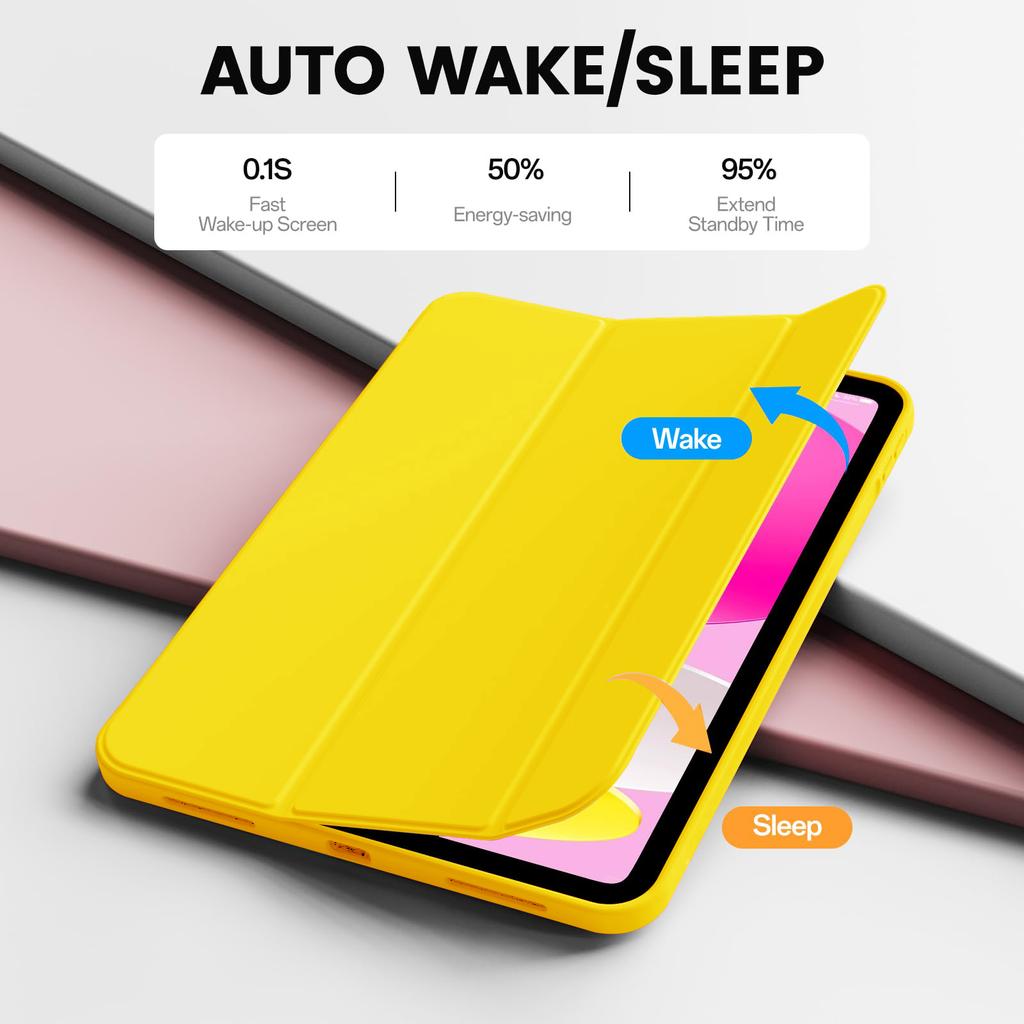 For iPad (A16) 11th 10th Generation Case 10.9 / 11 , Magnetic Flip Smart Cover Slim Trifold Auto Wake/Sleep Case