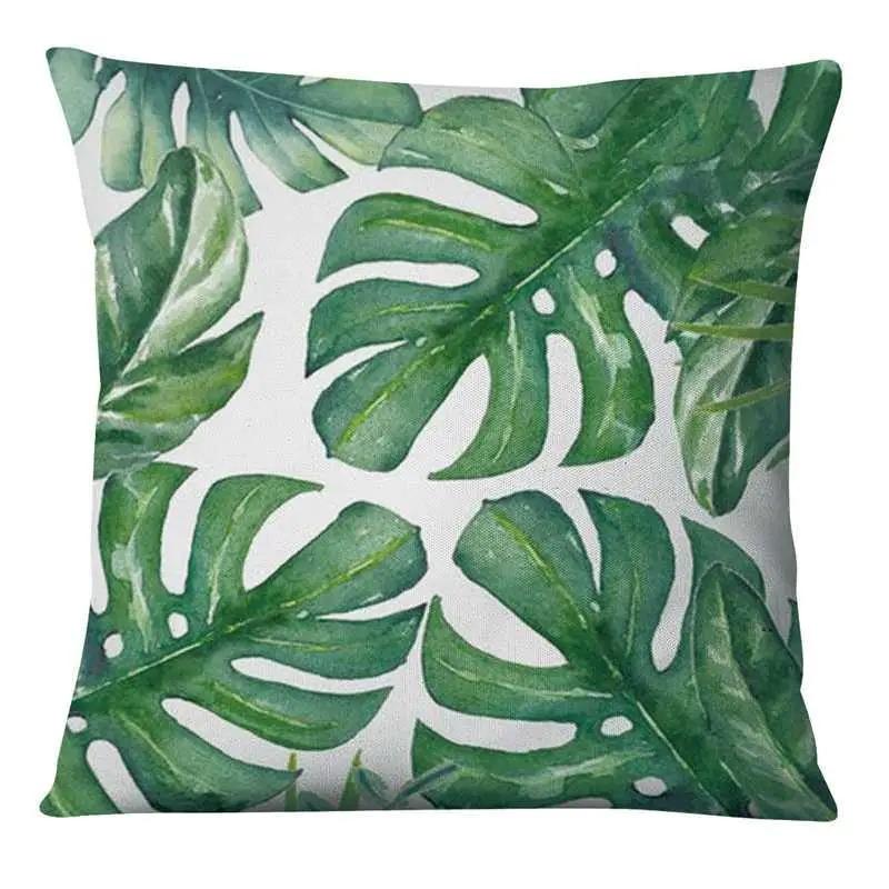 45X45 Cm Tropical Leaves Home Decor Green Pattern Cushion Cover Living Room Sofa Cushion Cover