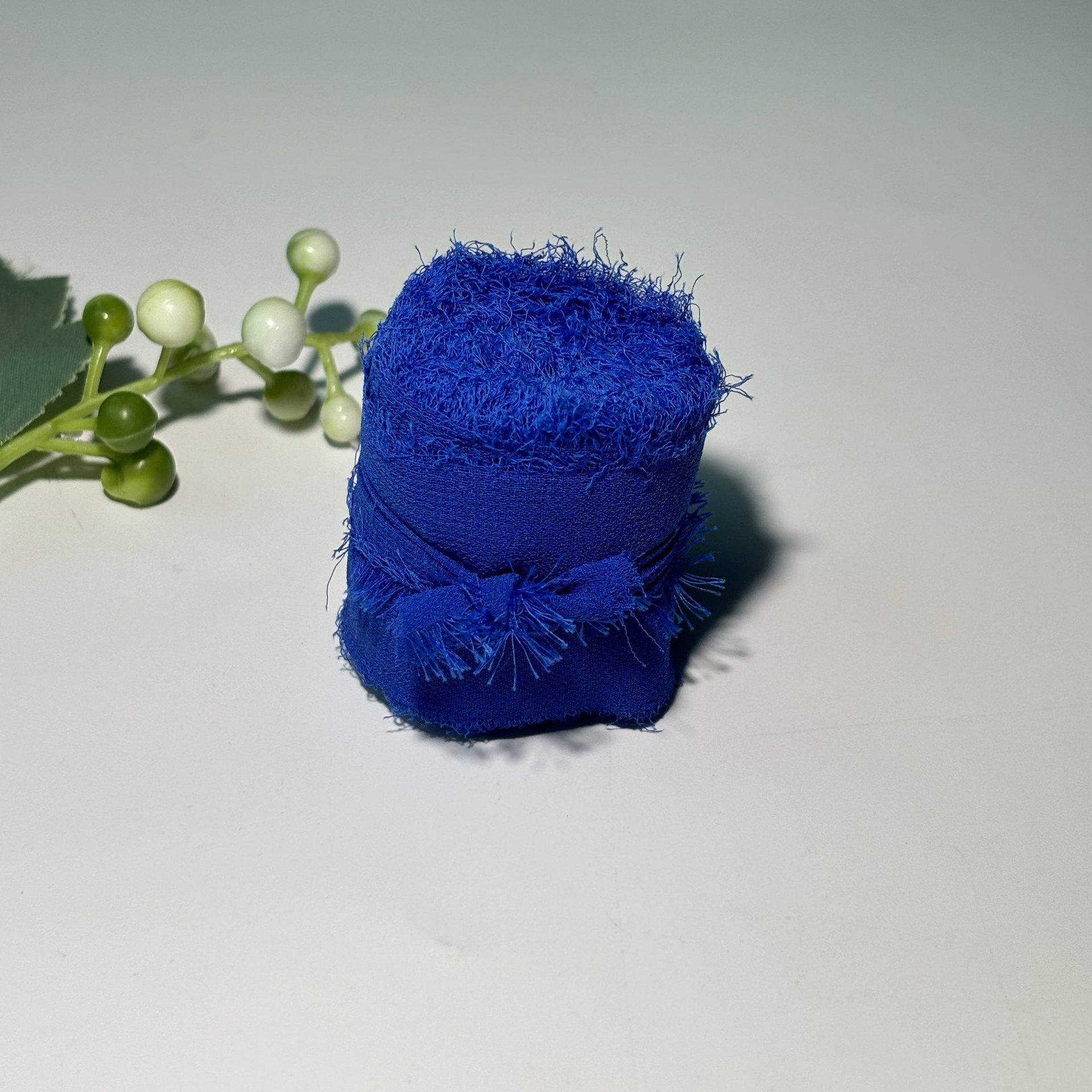 

Hand-Torn Frayed Chiffon Silk Wedding Bouquet Ribbon with Pearls