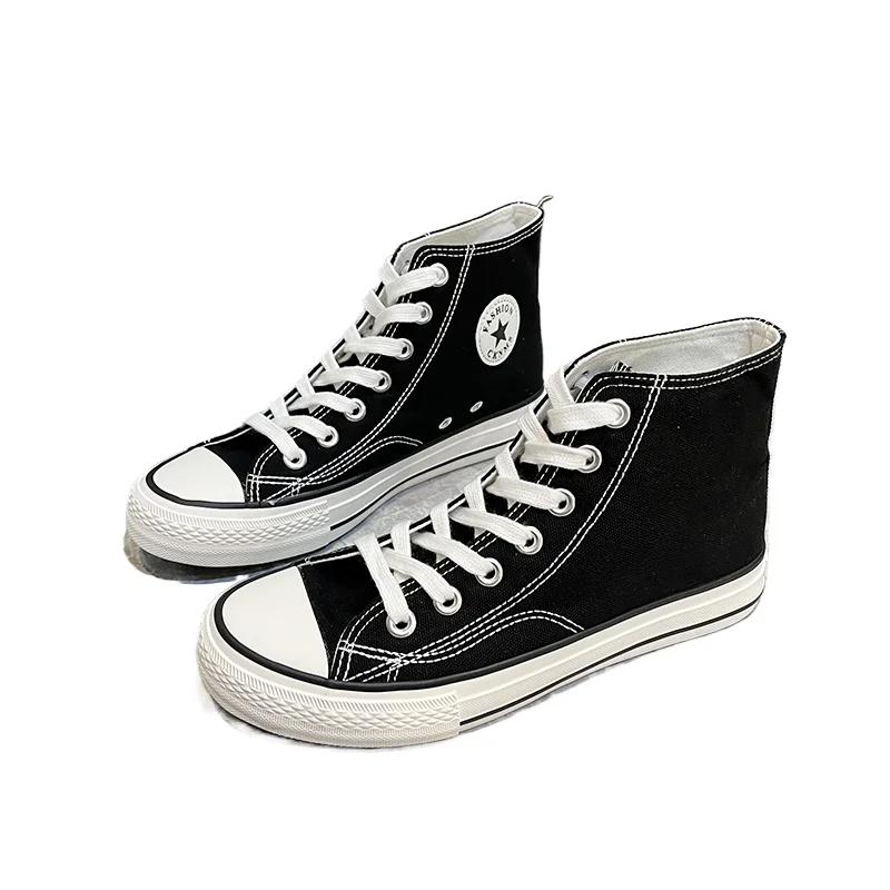 Spring/autumn CANVAS Sneakers Lace-up Solid Ladies Shoes On Sale 2024 High Quality Sewing Adult Women's Vulcanize Shoes