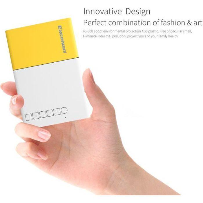 Projecteur LED Portable EXCELVAN YG300 - 320x240 - 50 Lumens - Cinéma/Multimédia - Jaune-blanc