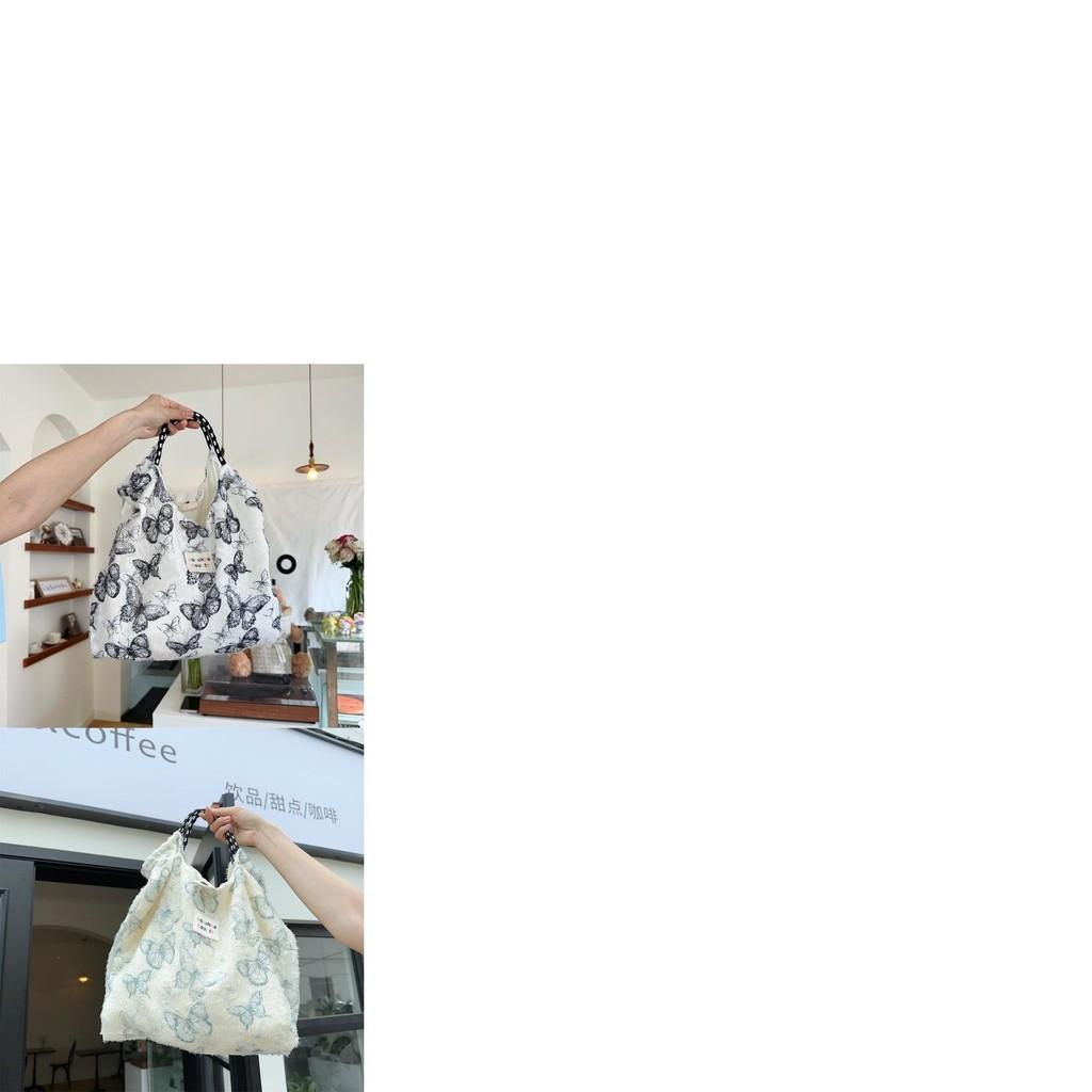 Large Capacity Lace Butterfly Canvas Tote Bag For Stylish Commute And Daily Use