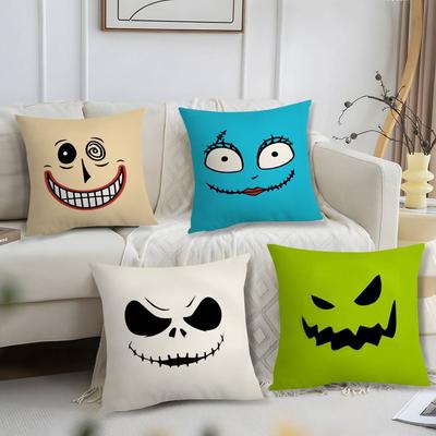 Halloween Horror Expressions Pillow Case Short Plush Print Cushion Cover Square Throw Pillow Covers Sofa Home Decor