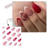 Almond Press on Nail Glossy Fake Nail Stick on Nail in 12 Sizes,24Pcs French Nail Tips for DIY Nail Art Decorations