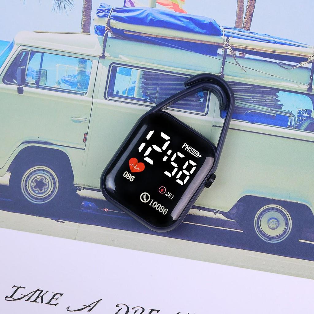 Square LED Heart Keychain Watch - Portable Youth Pendant with Night Light