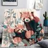 Pink Red Panda pattern Flannel Blanket, High quality Comfortable for All Seasons, Home Decor, Warmth and Comfort, Perfect for Gifts.