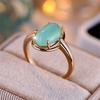 Female Vintage Egg Shaped Oval Stone Rings For Women Antique Gold Color Pink Green Synthetic Moonstone Wedding Bands Jewelry