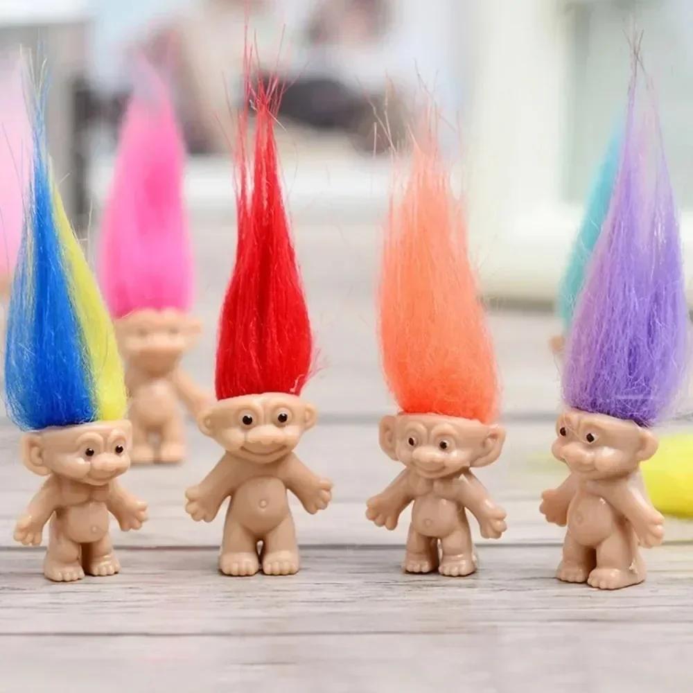 10Pcs/Bag Mini Trolls Dolls Anime Action Figure Colorful Hair Family Members Model Collection Kids Toys for Children's Gift 2025