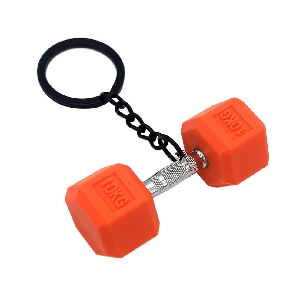 Gym Gifts DIY Barbell Keychain Gym Lovers PVC Charms Bags Keychain Dumbbell Kettlebell Pendant Keychain Jewelry Accessories