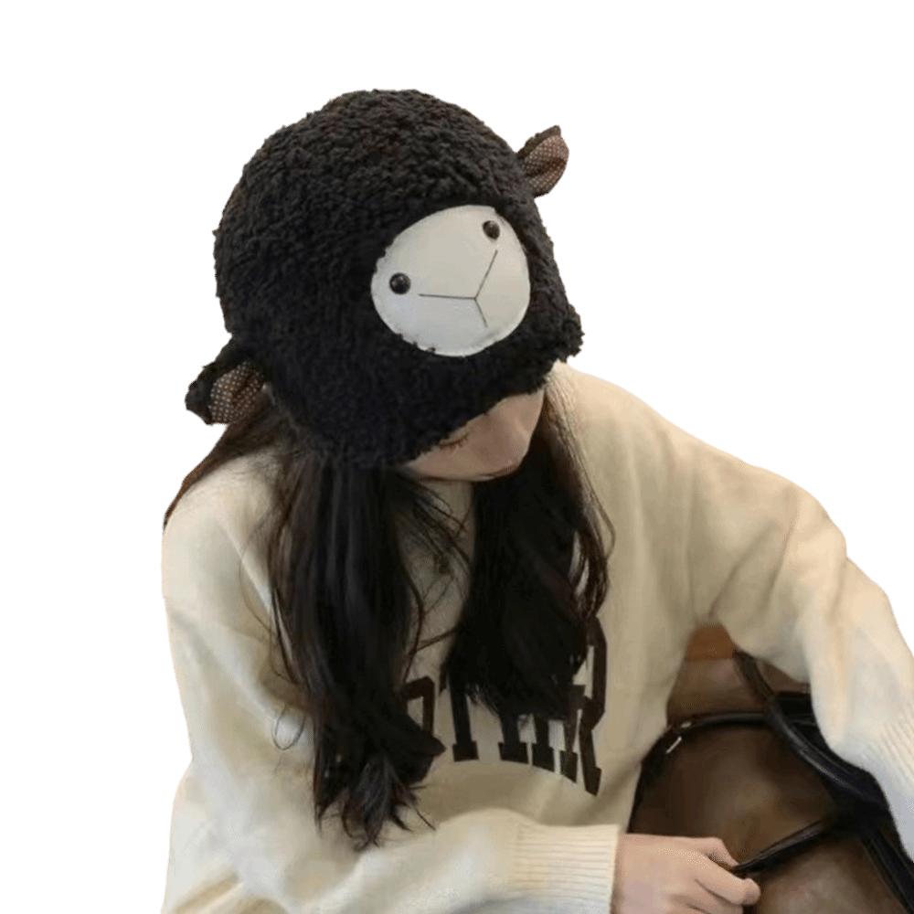 Warm Winter Bucket Hat Fleece Lined Fluffy Costume Hat Casual Plush Beanie Cap for Women