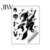Living Room Wall Murals Halloween Static Sticker, with Witch/Ghost/Castle/Bat Horror Silhouette Patterns, Durable PVC Theme Home Decor Decals,