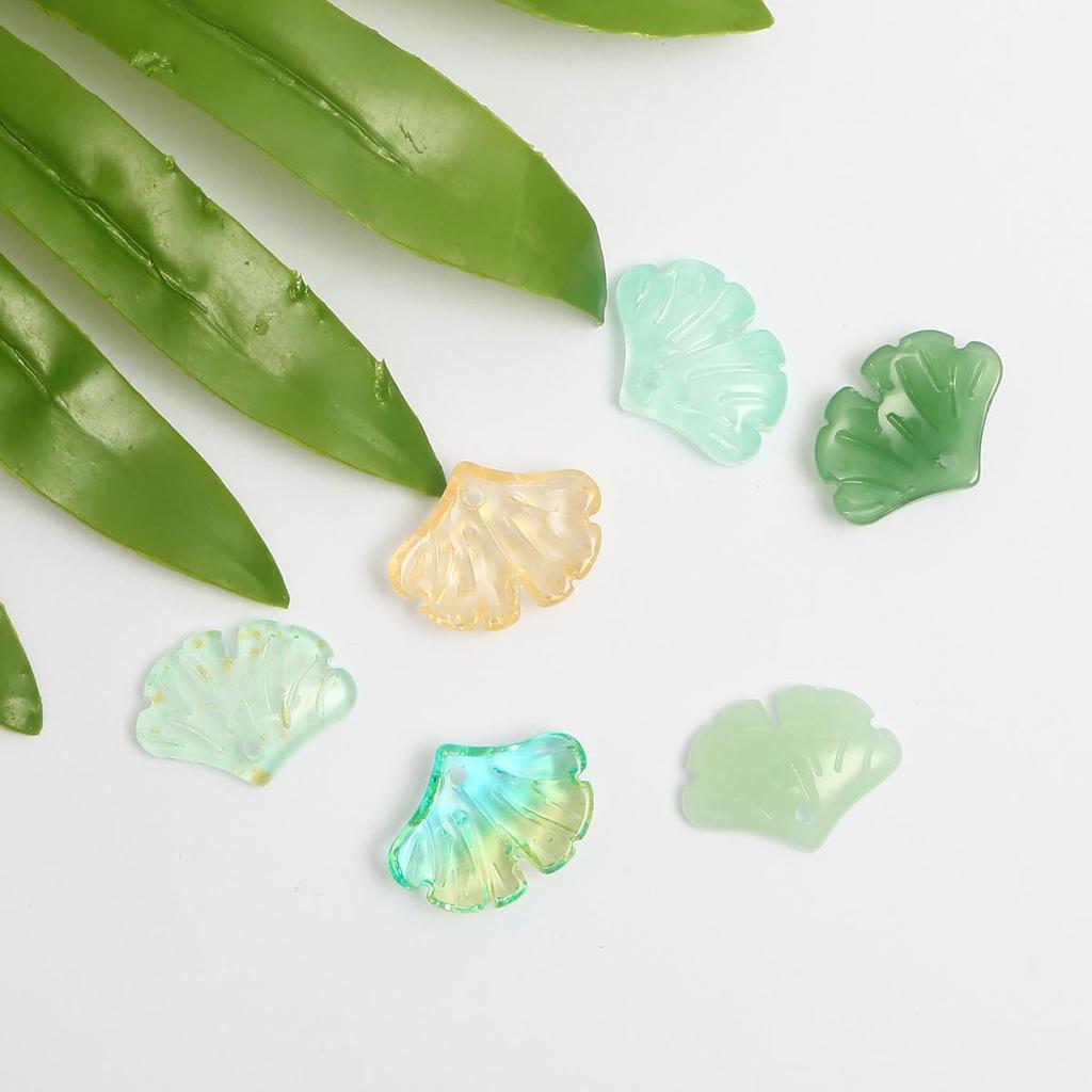 10Pcs 15x20mm Antique Ginkgo Leaf Beads Glass Pendant Beads For Jewelry Making DIY Earrings Hairpin Accessories