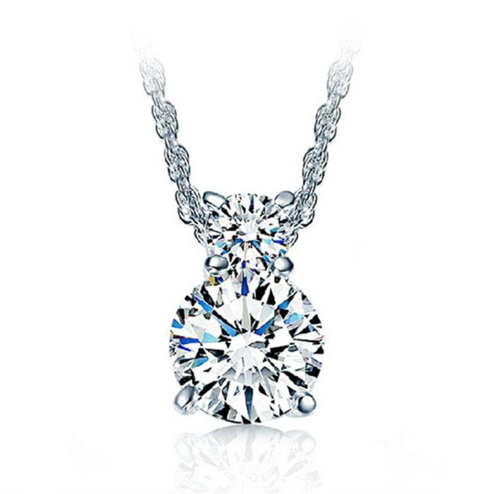 925 Sterling Silver Stylish Simple Gourd Zircon Pendant Necklace Birthday Party Anniversary Gift