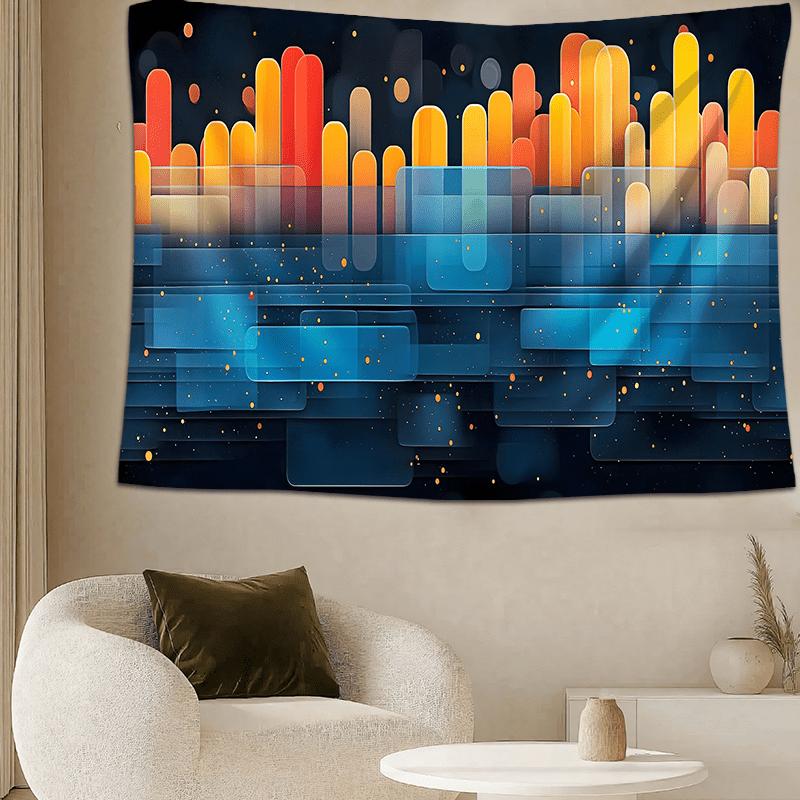 VIKAMA Urban Neon Nightscape Tapestry Wall Hanging Suitable For Living Room Dining Room Live Stream Home Decoration Accent Cloth