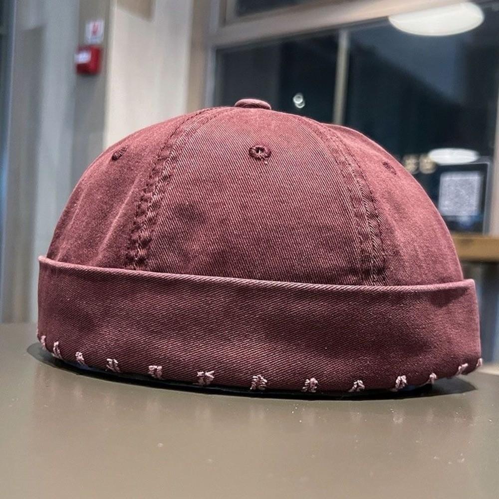 Vintage gewaschene Denim-Brimless-Docker-Kappe einfarbige Baumwoll-Hip-Hop-Mütze verstellbare Melonen-Beanie-Mütze für Jungen und Mädchen