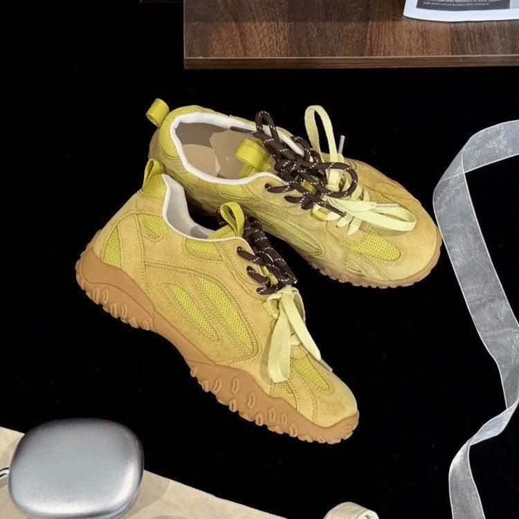 Retro German training shoes women's 2025 summer new leather Korean version versatile mesh breathable casual sports Forrest Gump dad shoes
