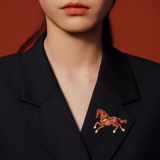 Brooch Pin Chinese Zodiac Year of Horse Enamel Brooch Vintage Animal Zodiac Pin Sweaters Hats Bags Badge Clothing Decoration