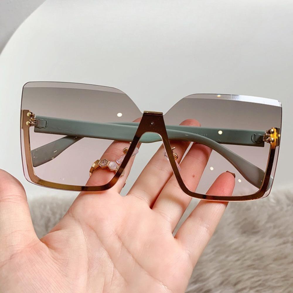 Half-frame Metal Sunglasses Fashion Slim Women's Sunglasses Anti-uv Glasses