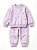 Warm Fleece Lined Baby Clothes Set Cute Round Neck Sweatshirt + Pant Kids Boy Girl Clothing