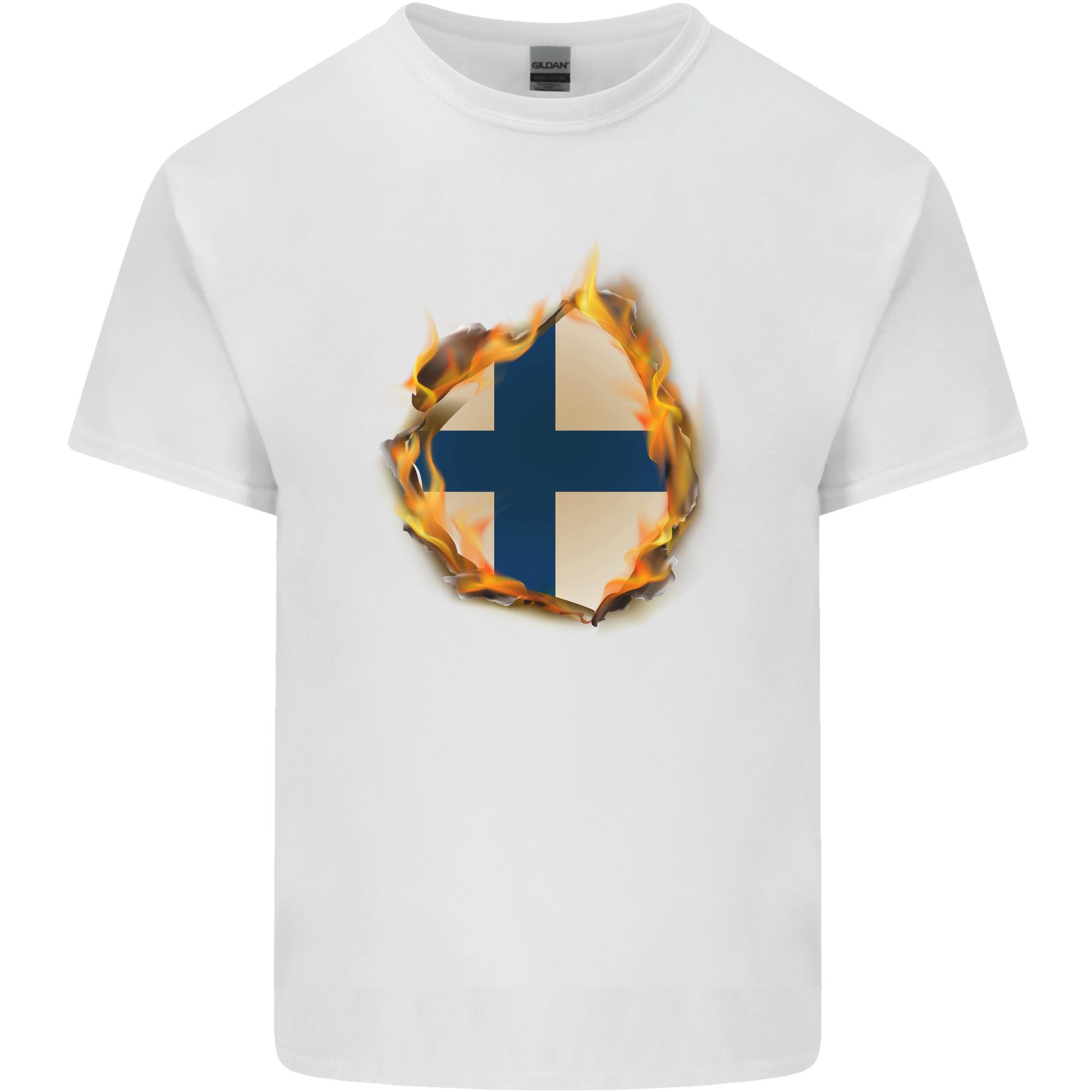 The Finnish Flag Fire Effect Finland Unisexs Light Cotton TShirt S