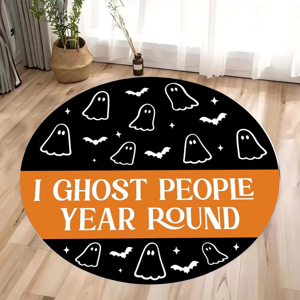 Halloween Themed Circular Carpet Cute Ghost Pumpkin Living Room Carpet Soft Living Room Bedrooms Game Rooms Study Rooms Mats