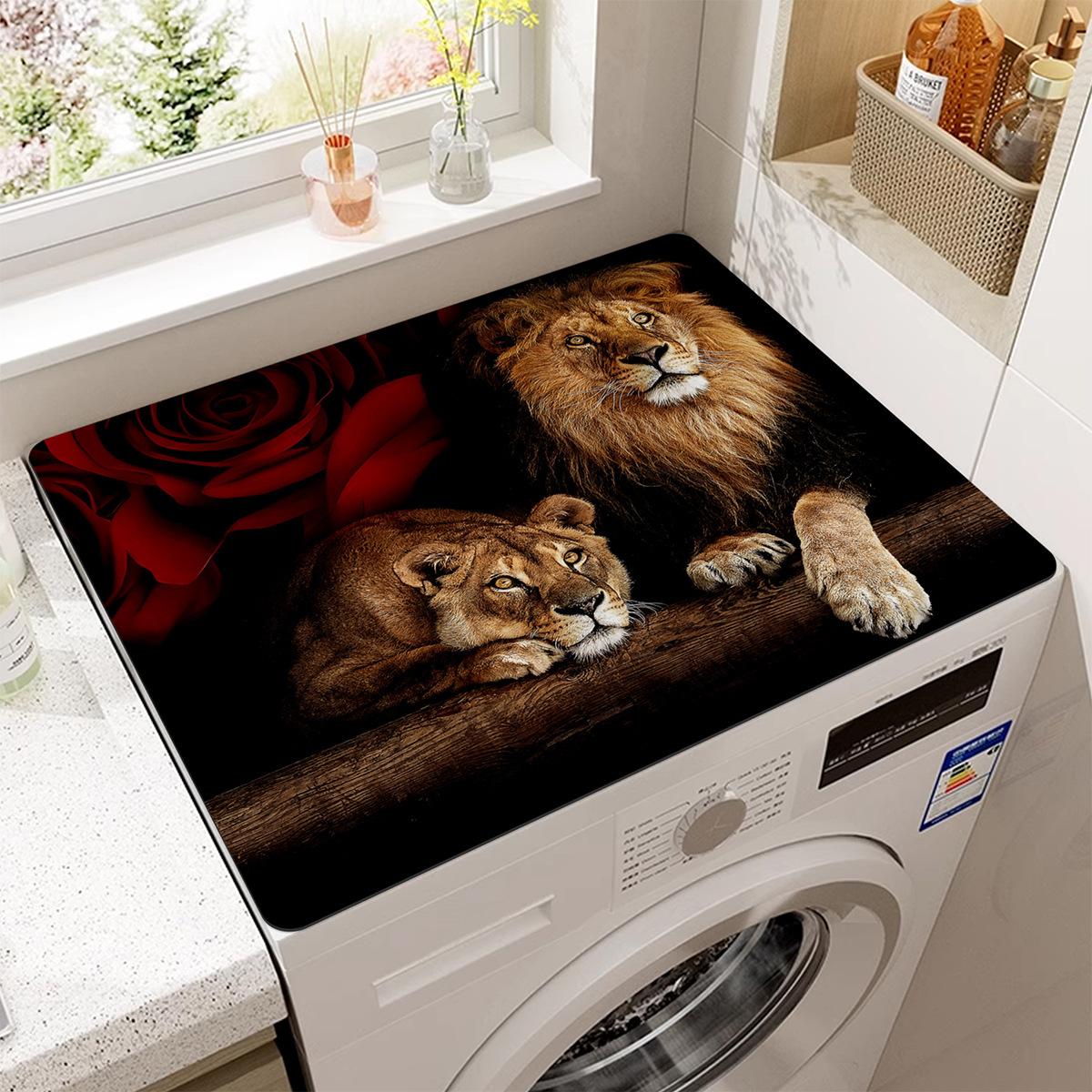 Butterfly Rose Diatom Mud Drum Washing Machine Sunscreen Cover, Water Absorbing Dustproof Pad, Refrigerator Dustproof Cover Cloth 60x60cm