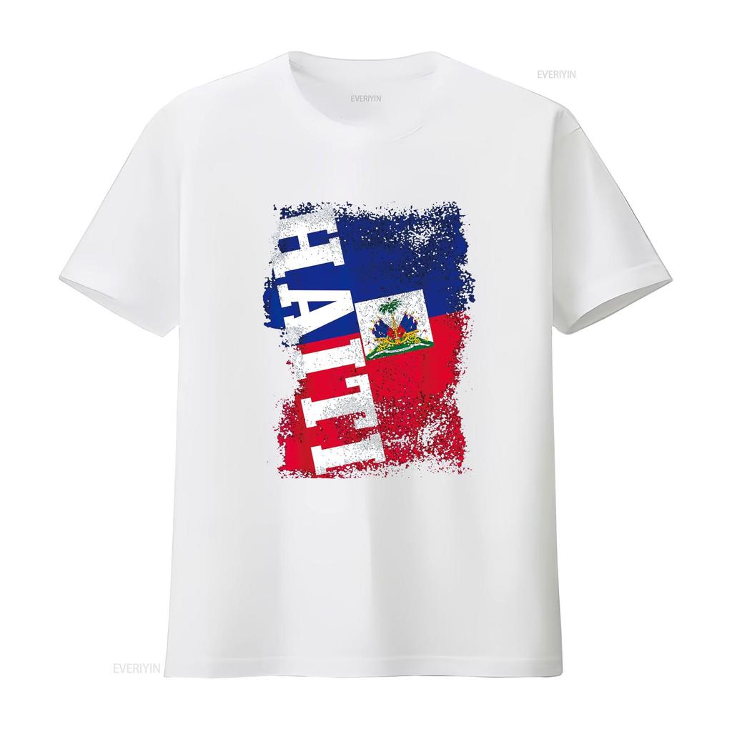Haiti Flag Haitian Pride Vintage T Shirt Vintage Washed Graphic Streetwear Comfortable Top For Everyday Wear Casual