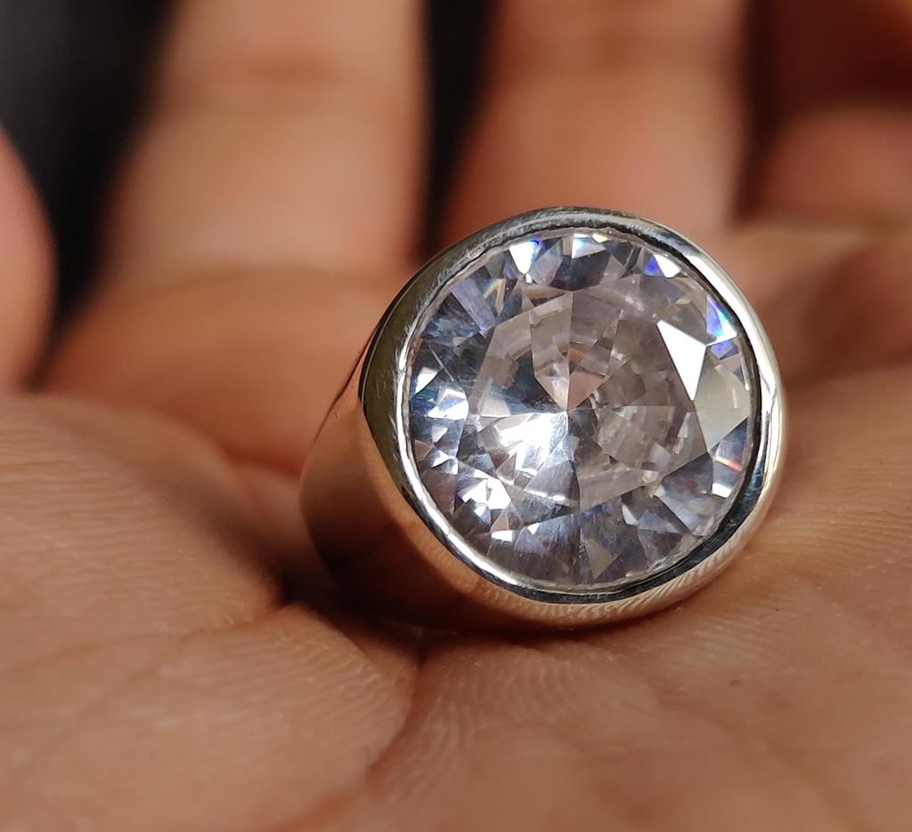 Clear Quartz Ring, Signet Ring, 925 Solid Sterling Silver Ring, Diamond Cut Gemstone Ring, Women Ring, Men's Ring