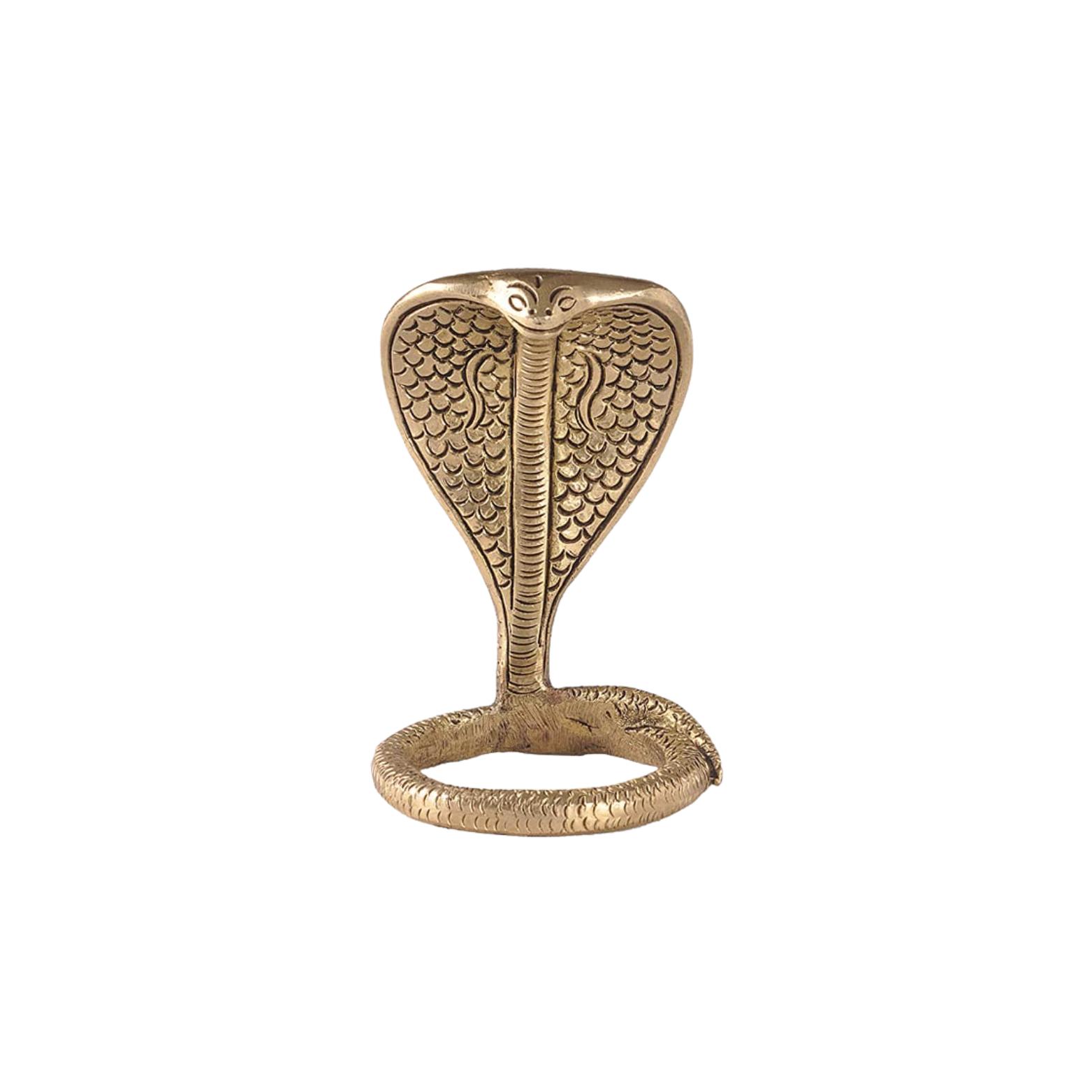 

100% Pure Brass Snake Idol, Beautiful Golden Snake, Small Size - 10.16 Cm