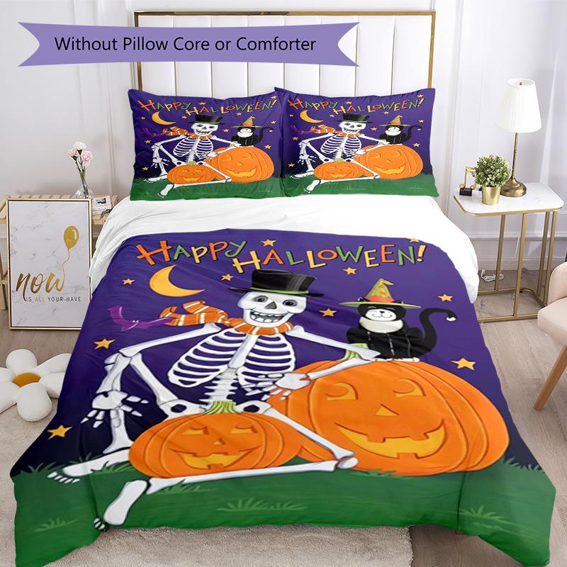 Halloween Bedding Set Breathable Duvet Cover with Pillowcases Decorative Bed Linen for Bedroom Home Decoration Birthday Gift