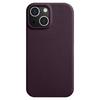 MELKCO For iPhone 14 Anti-drop Case Genuine Cow Leather+PC Phone Cover Compatible with MagSafe