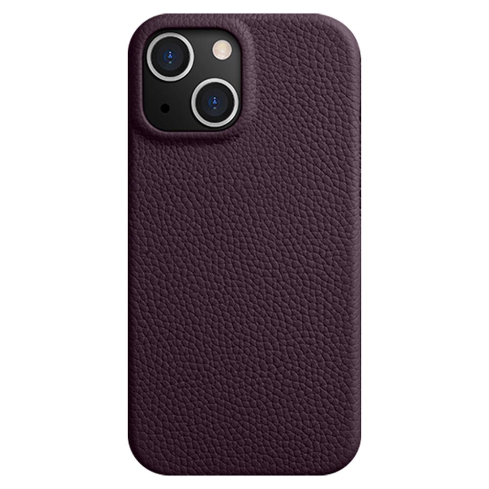 MELKCO For iPhone 14 Anti-drop Case Genuine Cow Leather+PC Phone Cover Compatible with MagSafe