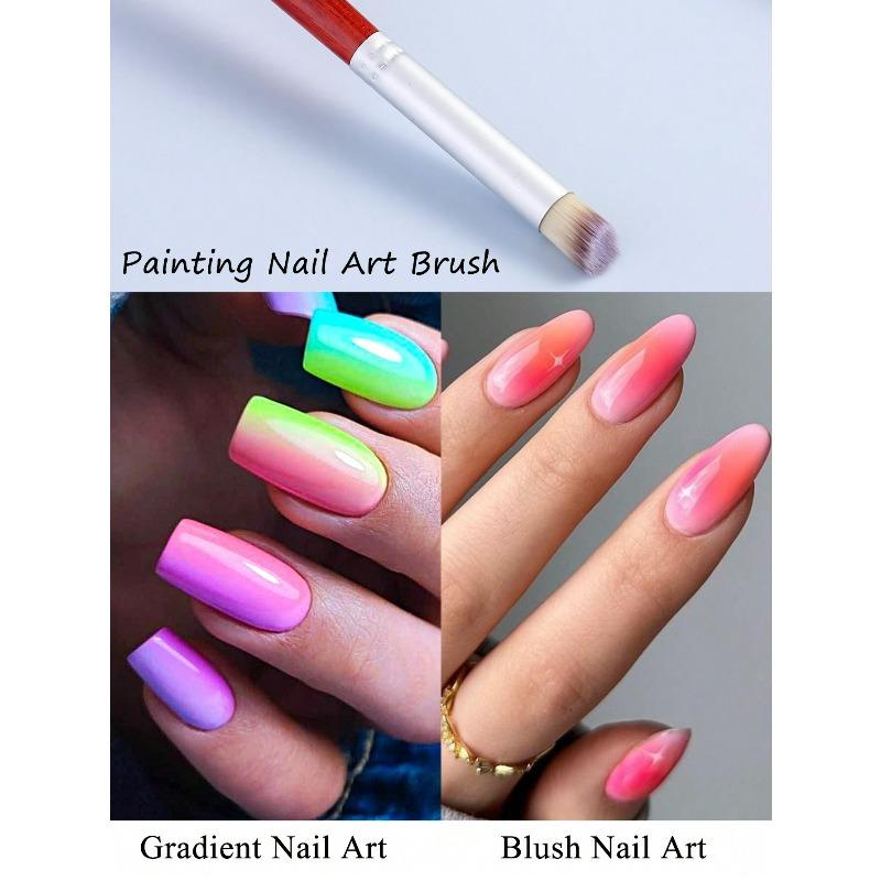 1Pcs Thick Head Nail Art Smudge Brush Nail Art Gradient Blush Brush, Gradient Brush Wooden Handle Nail Painting Brush For Home DIY Nail Art Tools