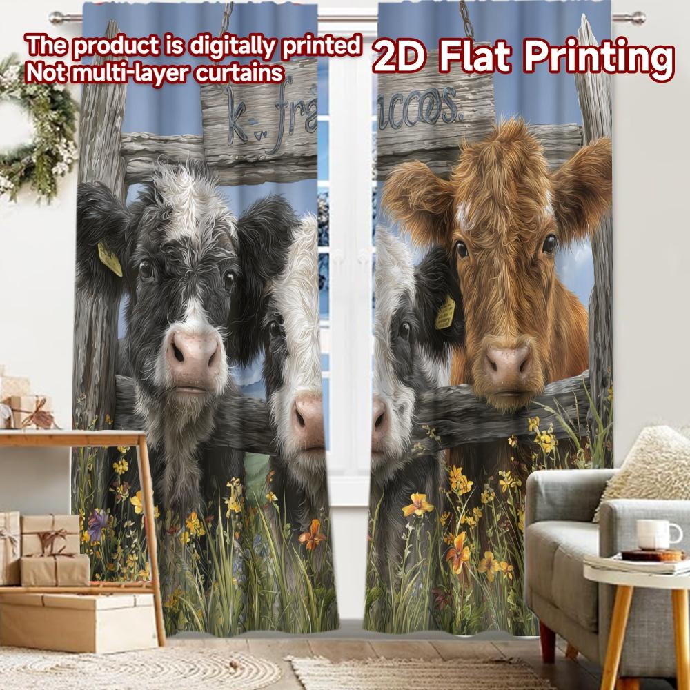 

2pcs, 2D FLAT PRINTING Curtains (Without Rod) Curious Cows Halloween Festival Popular Curtains&Drapes Yarn Curtains Room Decor 52.50 × 116.00 cm 2 pcs