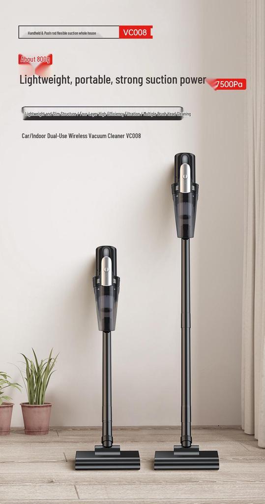 Wireless Handheld Vacuum Cleaner for Home & Car - Long Battery, High Power, Strong Suction