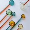 Creative Milk Dessert Spoon Solid Color High Temperature Resistant Glass Spoon Cute Long Handle Coffee Stir Round Spoon Gift