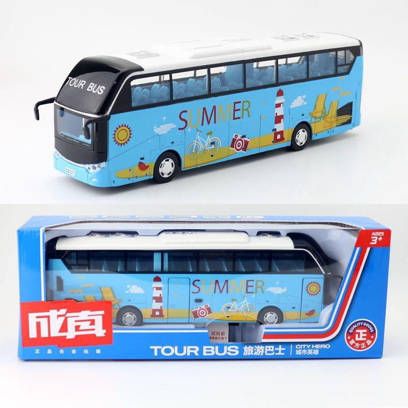 Simulated City Luxurious Sightseeing Bus Model Toy With Sound And Light Function