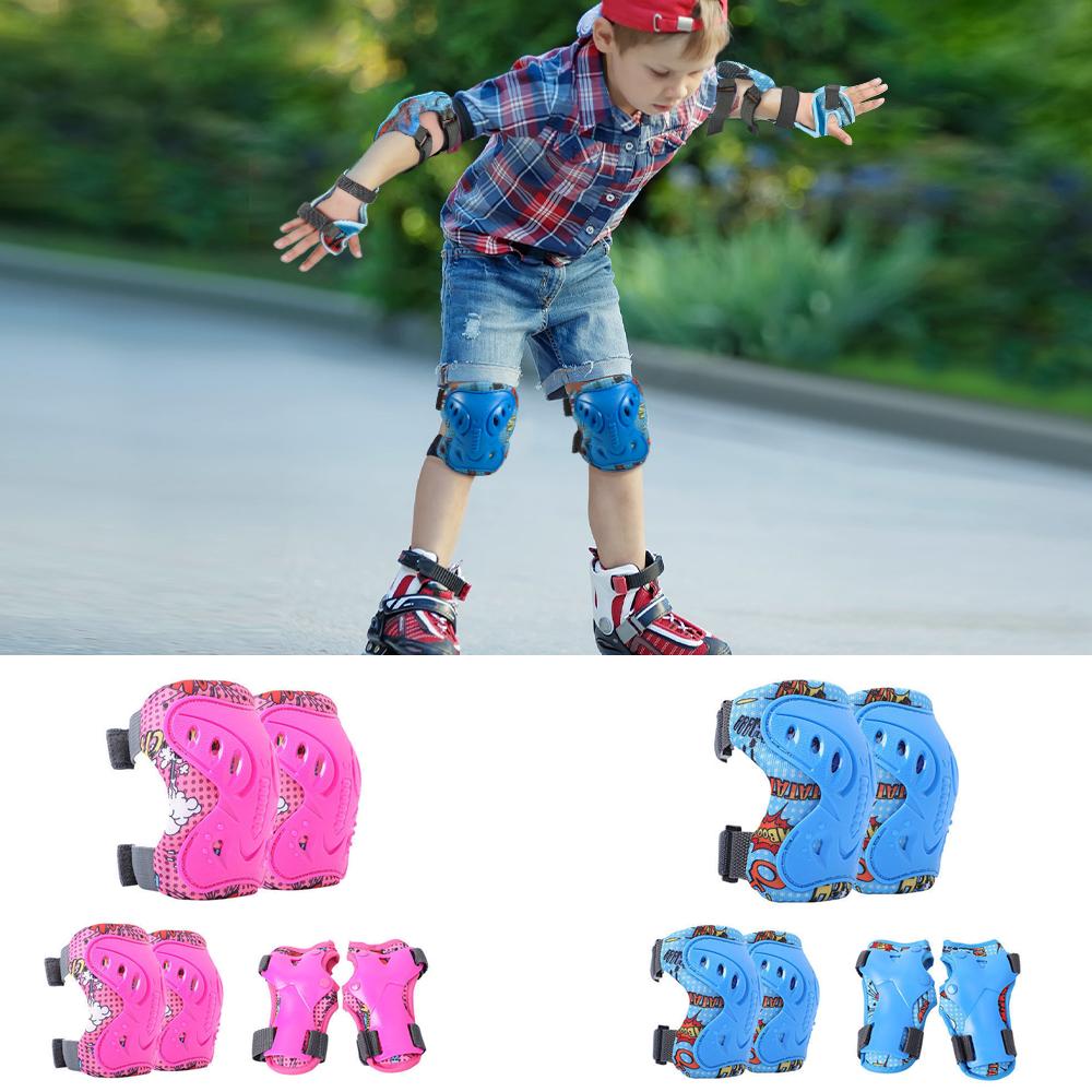 Durable And Safe 6Pcs Kids Knee Pads And Elbow Pads Set With Wrist Guard 3 In 1 Kids Protective Gear Set For 3-12 Years For Skiingcycling