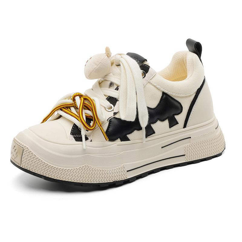 Summer new casual canvas ensemble plum blossom shoes black plum thick sole heightening retro