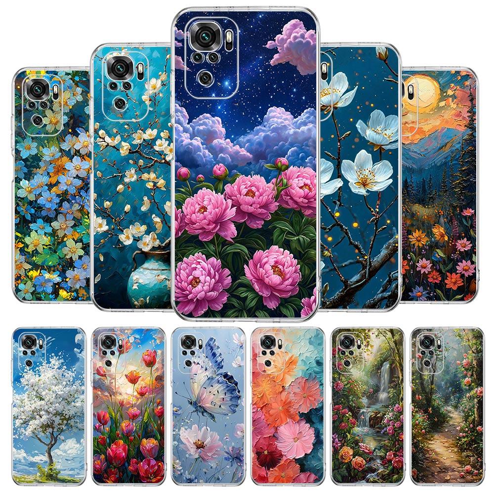 Oil Painting Of Flowers Soft Phone Case For Xiaomi Redmi Note 15 14 13 12 4G 10 11 Pro Plus 5G 14C 13C 12C 10C 9A Cover