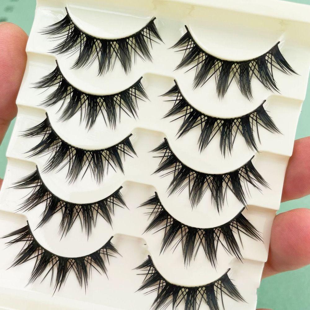 Wispy Fluffy Multilayers Cross Long Lashes Handmade 3D Messy Fake Lashes  Beauty Makeup